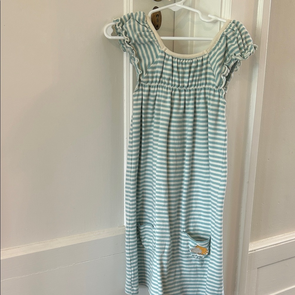 Little Green Radicals Light Blue & White Striped Summer Dress
